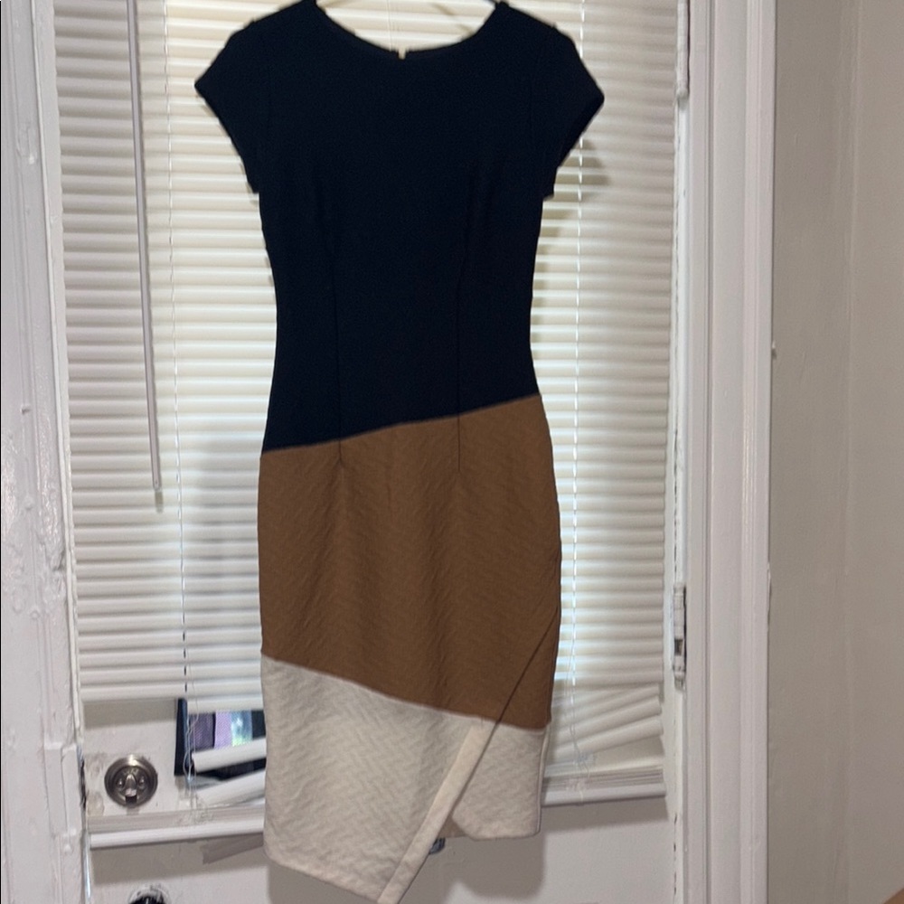 Elegant Black and Brown Colorblock Dress